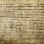 Altes Pergament mit mehreren übereinanderliegenden Schriftschichten als Symbol für ein Palimpsest.
