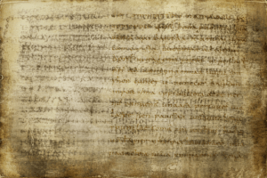 Altes Pergament mit mehreren übereinanderliegenden Schriftschichten als Symbol für ein Palimpsest.